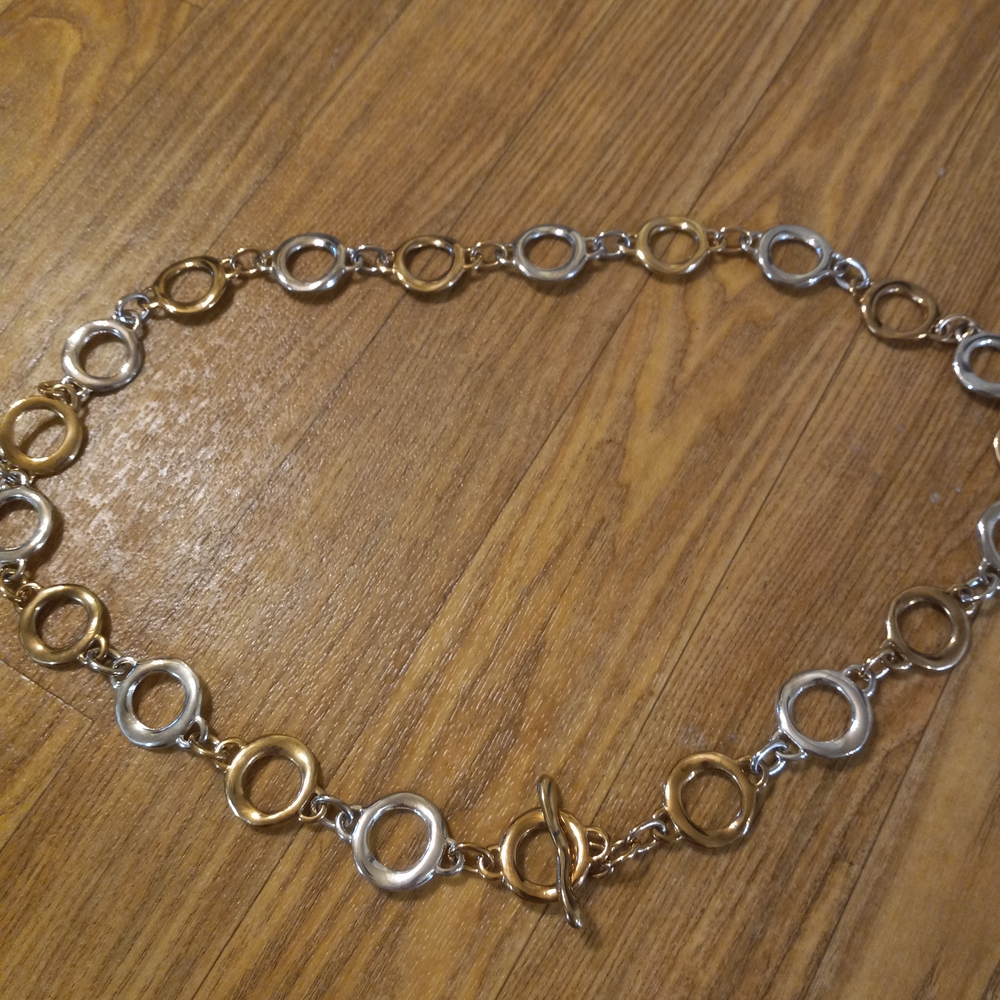 TWO TONED CHAIN BELT, NO MAKER S, M, APRROX 38"